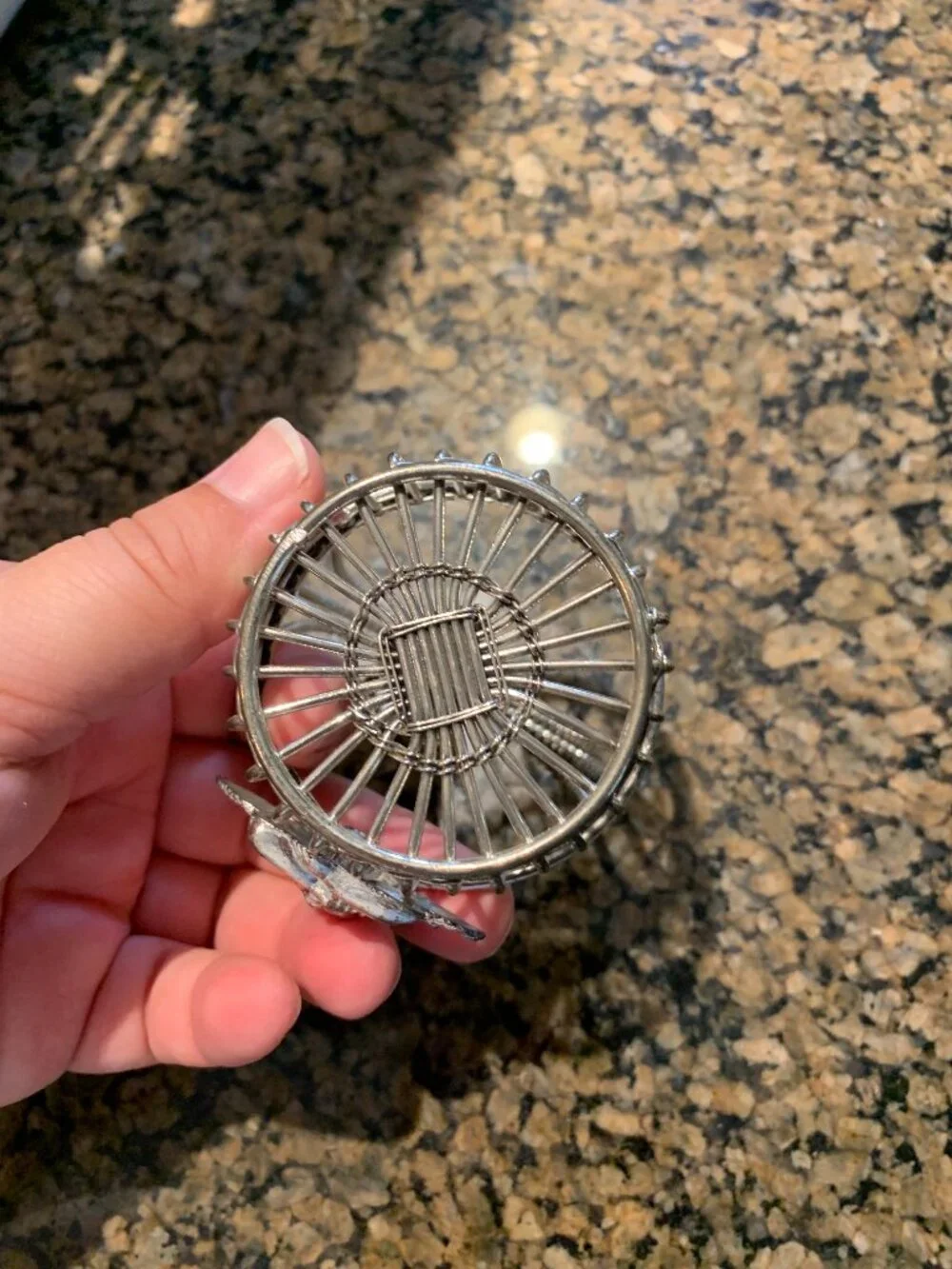 Vintage Department 56 Silver Plated Miniature Wire Basket Angel Cherub Trinket
